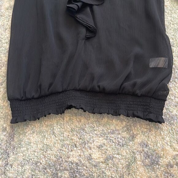 Old Navy Sheer Ruffle Front Blouse Black XS - Picture 3 of 3